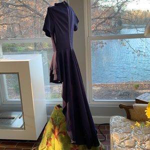 Elegant High-Low Evening Dress in Deep Navy